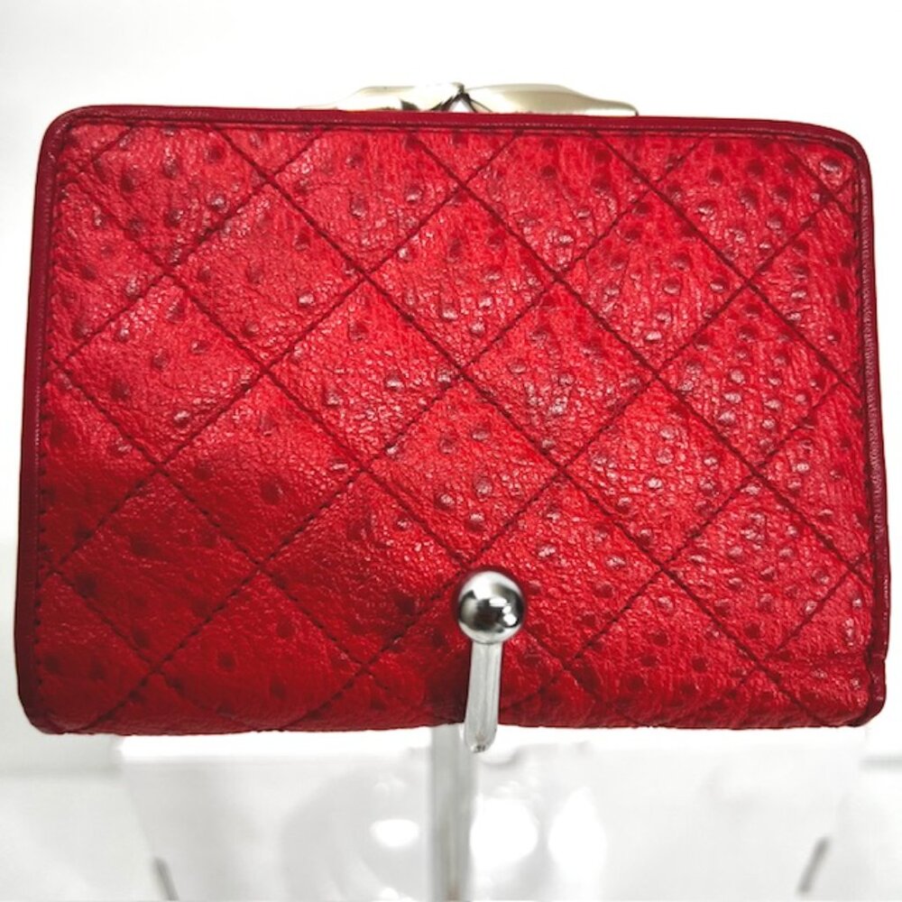 Vgt Pierre Cardin Women's Ostrich Leather Tri-Fold 5"x4" Red card/Coin Wallet(5 - Picture 5 of 13